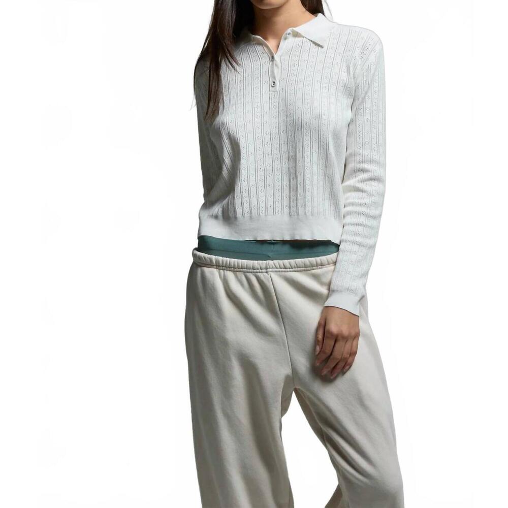 NEW ASHER paloma pointelle polo in white